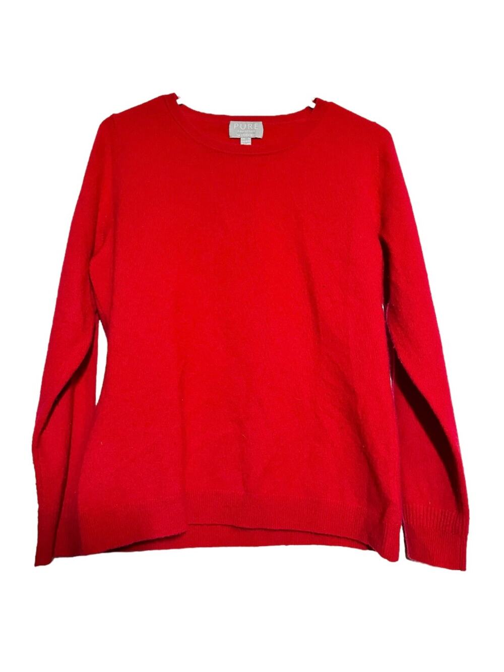 Pure Collection 100% Cashmere Sweater Pullover Crew Neck Knit Red 8/10 M